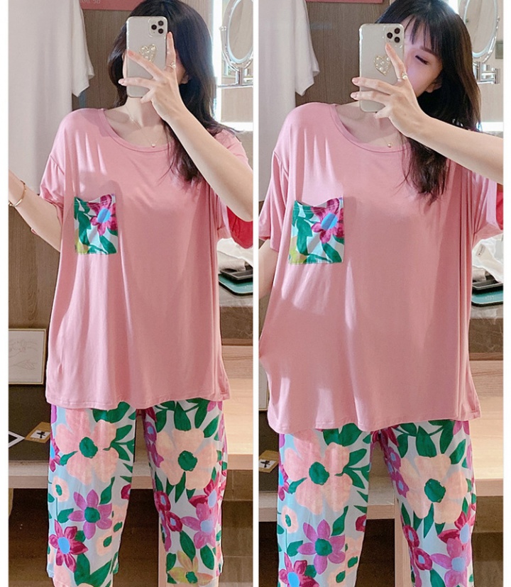 Thin modal T-shirt spring pajamas 2pcs set for women