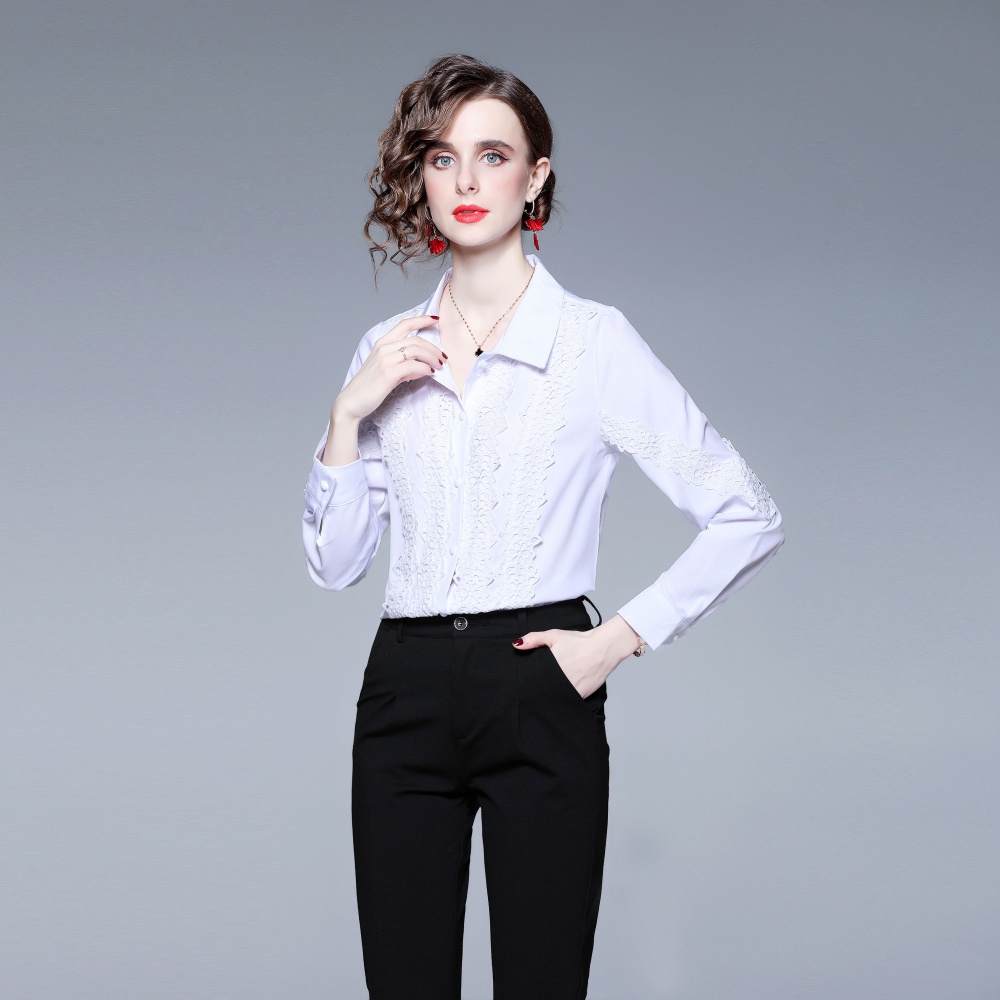 Lace spring temperament long sleeve shirt for women