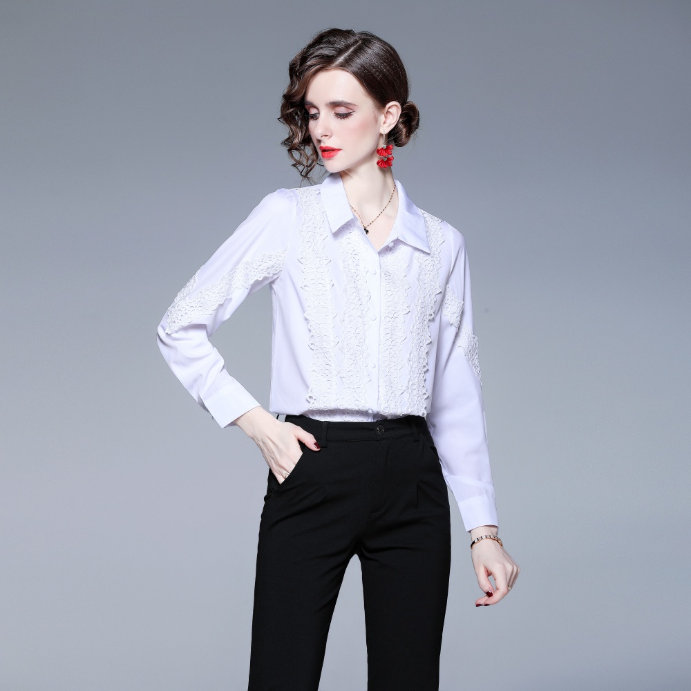 Lace spring temperament long sleeve shirt for women
