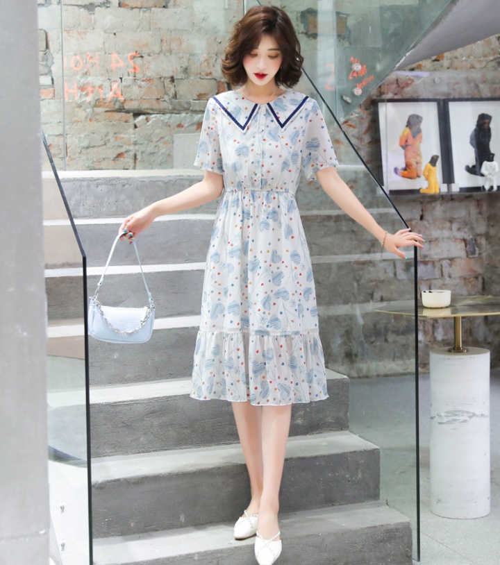 Tender France style floral temperament slim summer dress