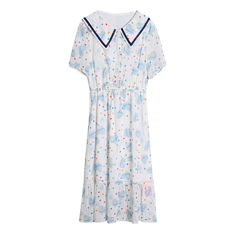 Tender France style floral temperament slim summer dress