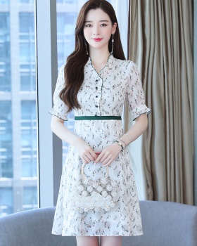 Spring short sleeve floral Western style dress for women
