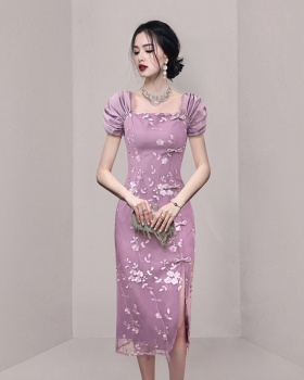 Split France style dress long cheongsam