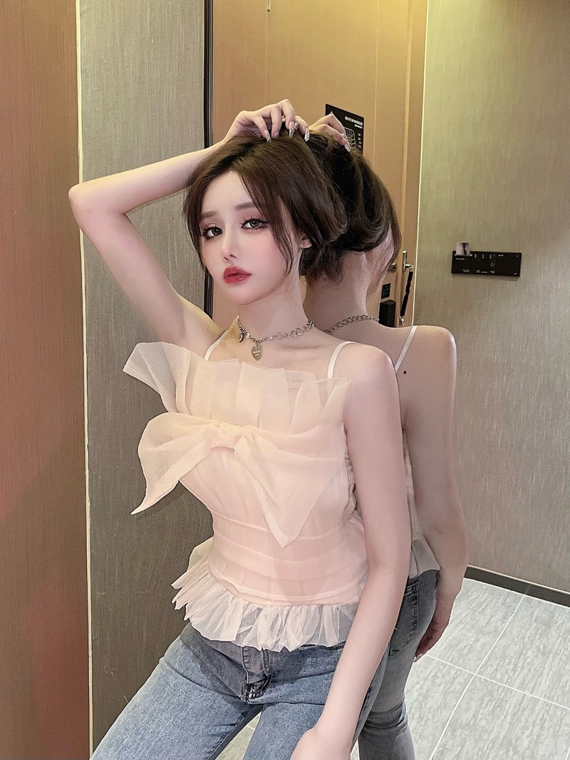Slim beautiful wrapped chest sling bow tops