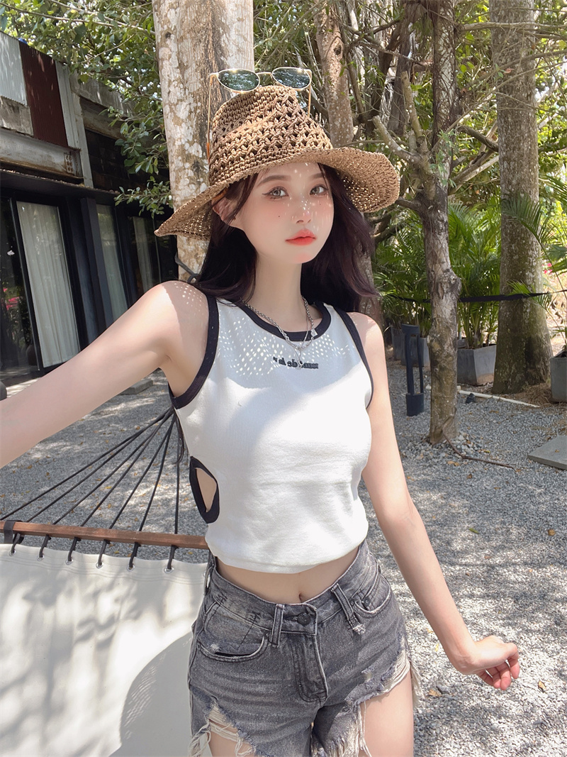 Summer printing sling T-shirt hollow mixed colors vest