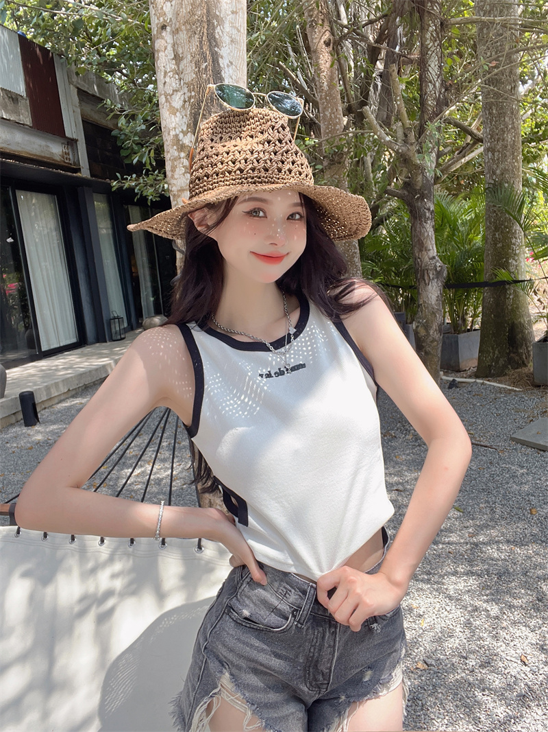 Summer printing sling T-shirt hollow mixed colors vest