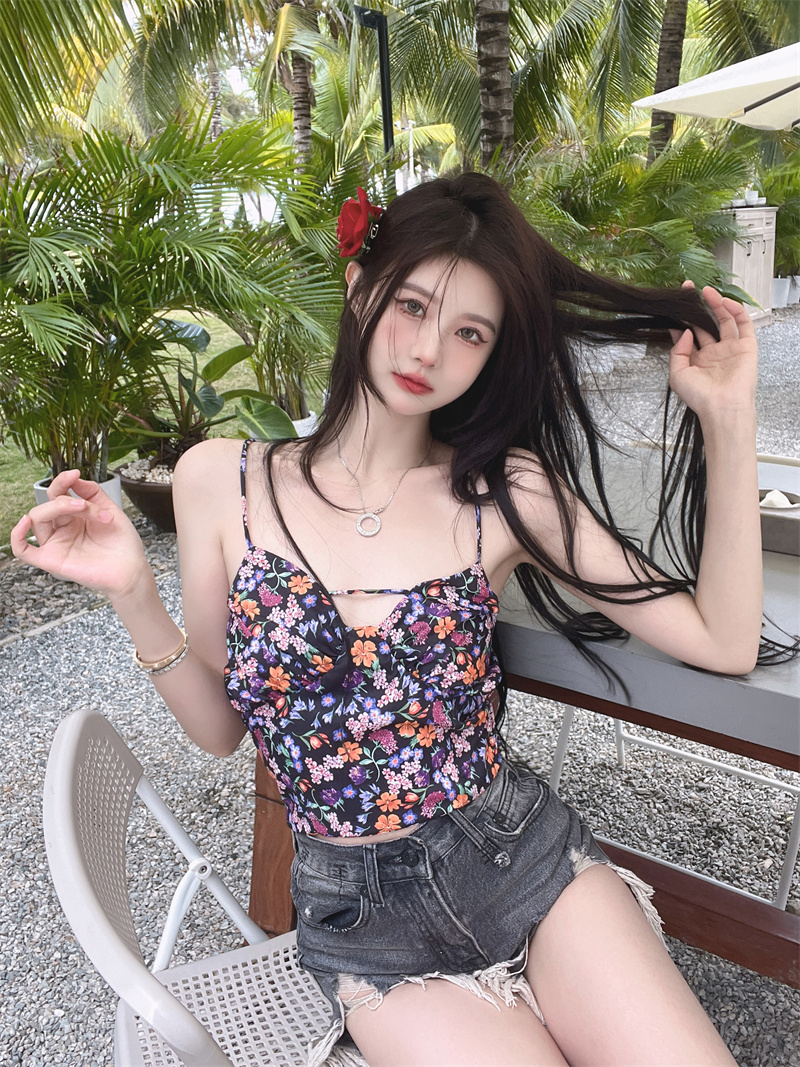 All-match retro vest spring and summer small sling for women