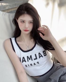 Letters sexy tops ice silk knitted vest for women