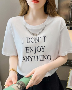 Printing loose all-match summer chain T-shirt for women