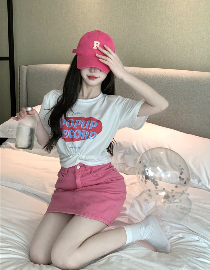 All-match Casual tops round neck short sleeve T-shirt