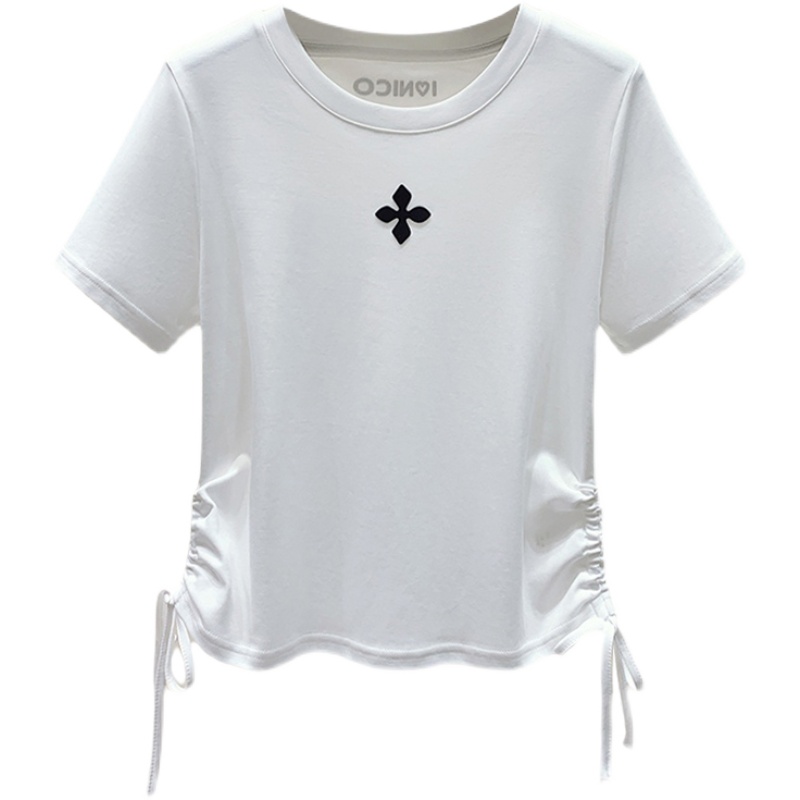 Short sleeve white tops pure cotton summer T-shirt