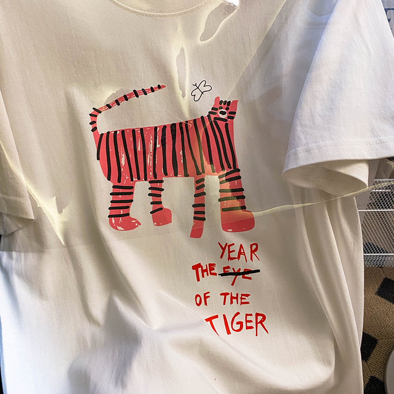 Spring and summer printing all-match loose tiger T-shirt