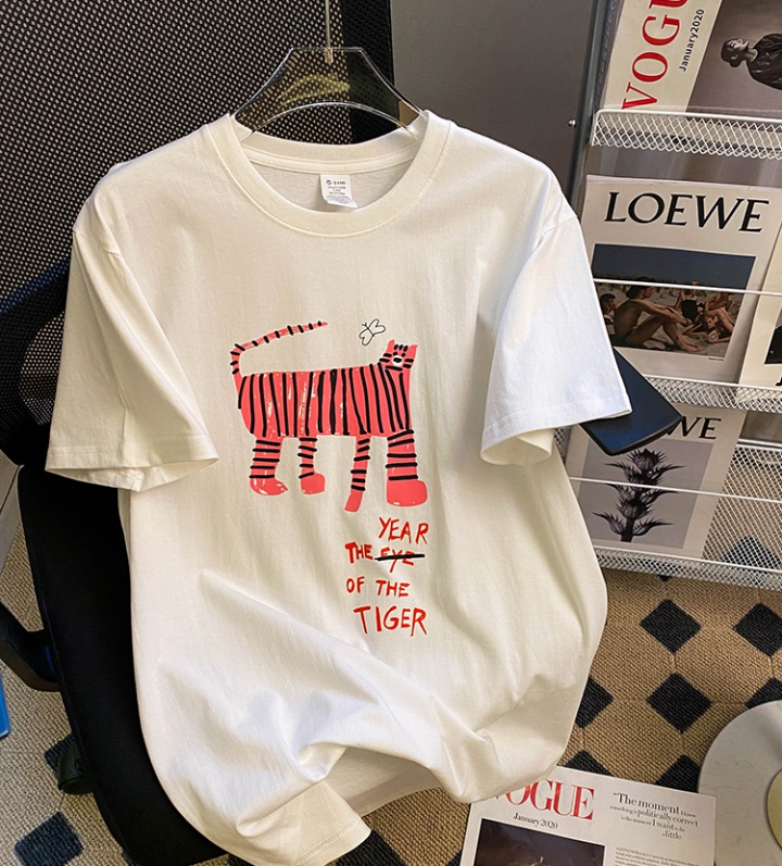 Spring and summer printing all-match loose tiger T-shirt