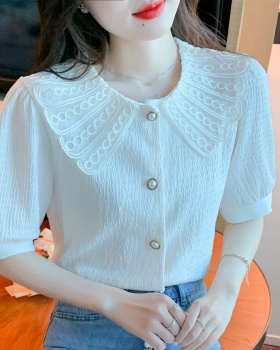 Lace doll collar tops short sleeve summer shirt