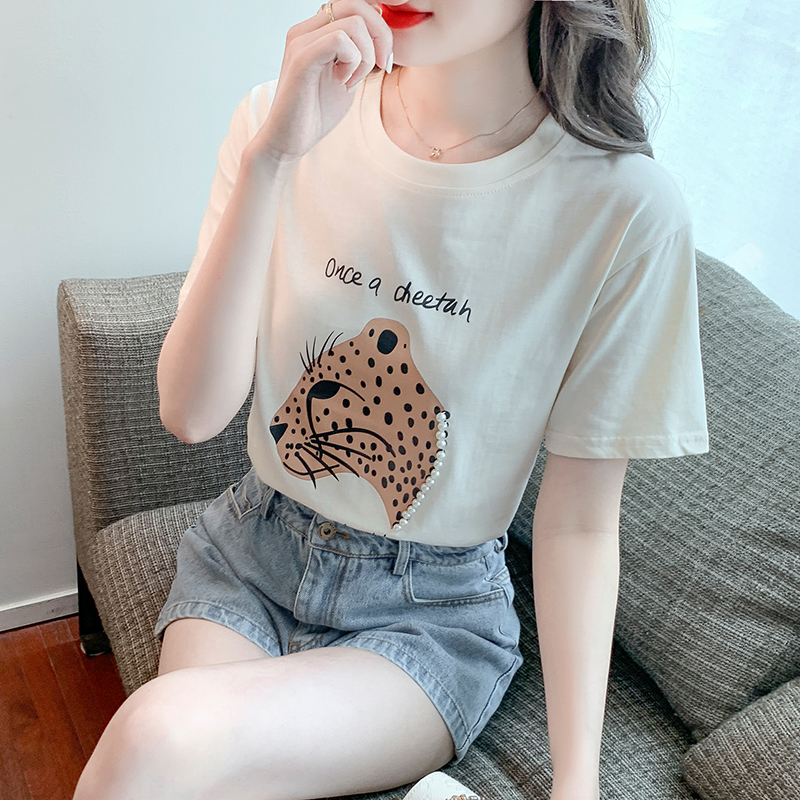 Printing fashion T-shirt animal short sleeve tops for women