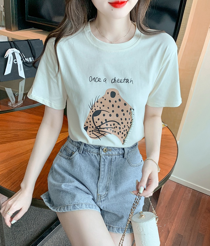 Printing fashion T-shirt animal short sleeve tops for women