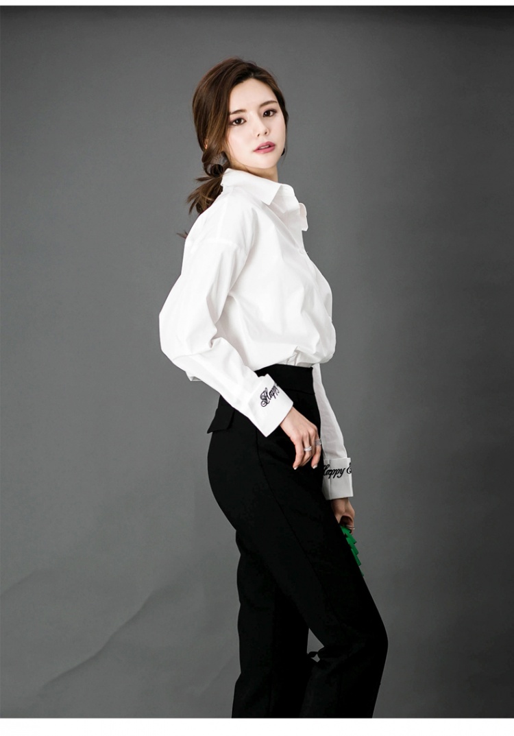 Spring embroidered all-match lazy Korean style shirt