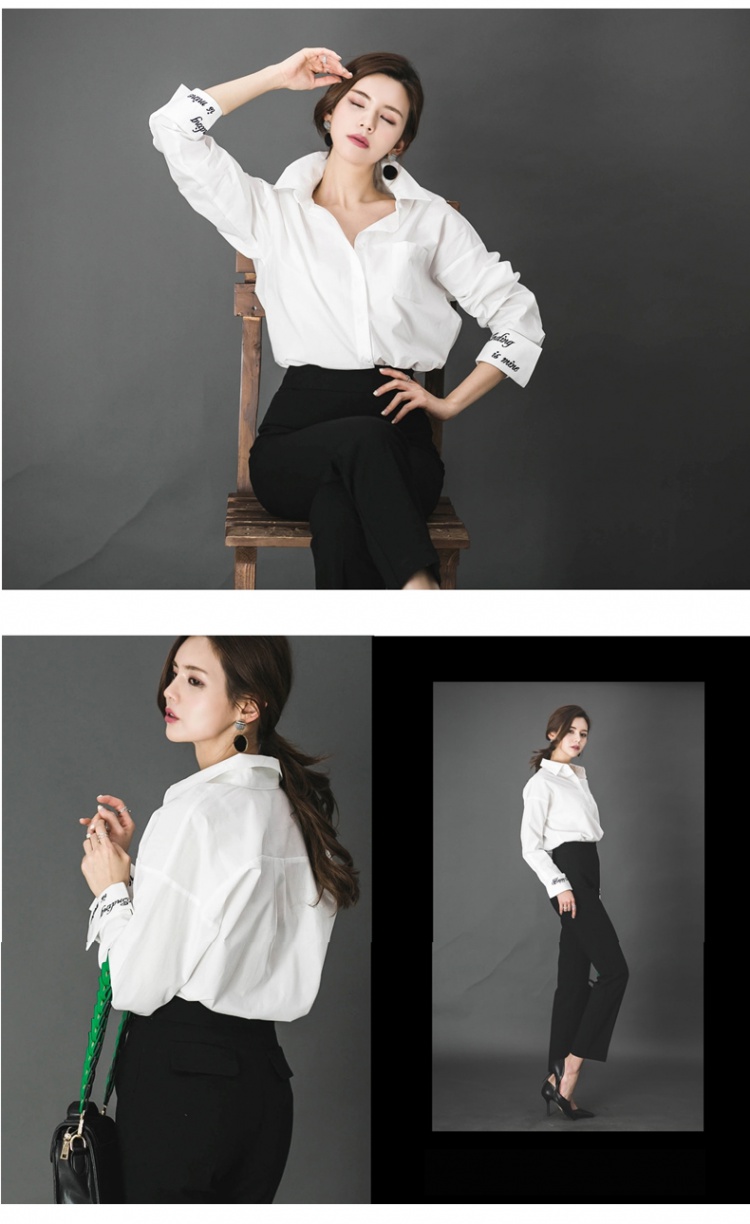 Spring embroidered all-match lazy Korean style shirt