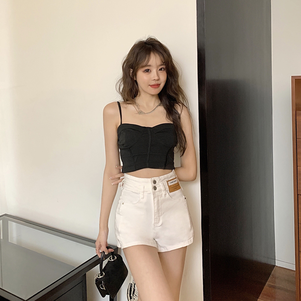 Two buckle shorts letters wide leg pants for women