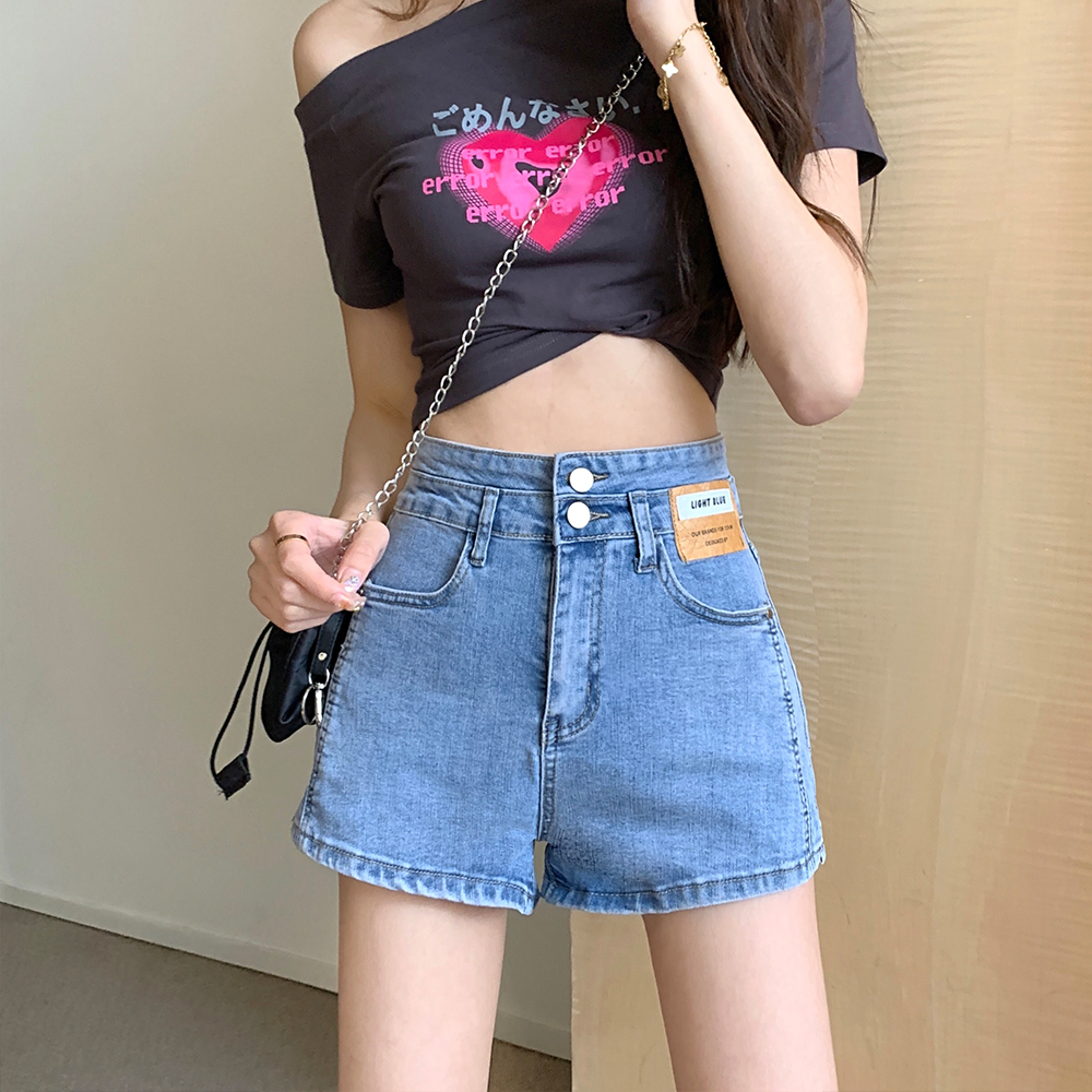 Two buckle shorts letters wide leg pants for women