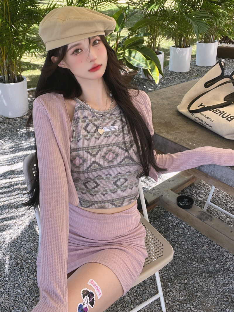 Spicegirl package hip tops knitted skirt 3pcs set