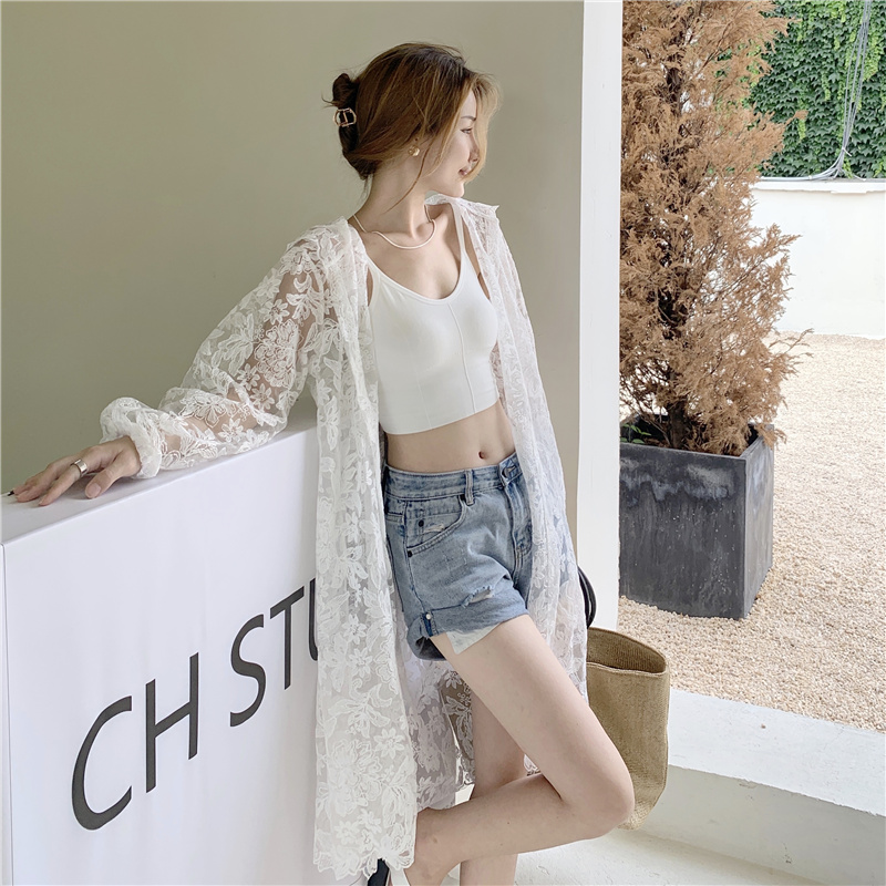 Beautiful sunscreen hooded tops lace Western style shirts