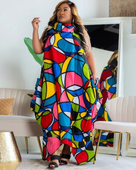 Enlarge loose printing large yard summer dress for women