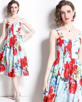 Colors sling halter flat shoulder cotton dress