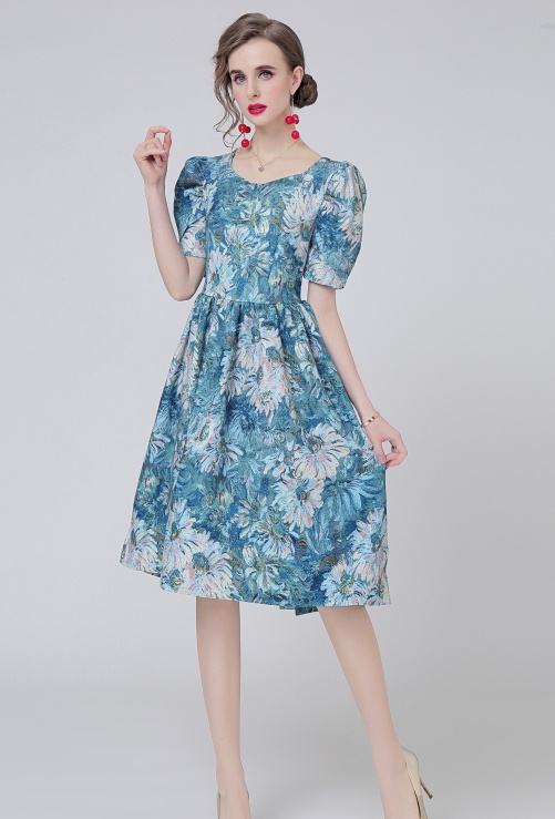 Court style France style painting puff sleeve colors dress