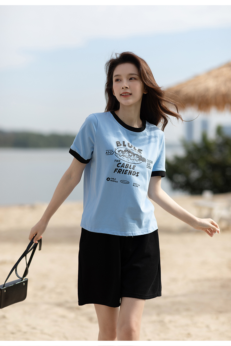 All-match Korean style T-shirt printing tops for women