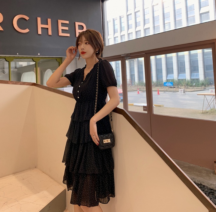 V-neck chiffon Korean style dress for women