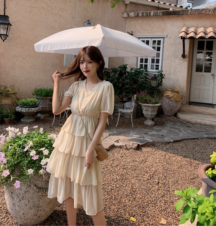 V-neck chiffon Korean style dress for women