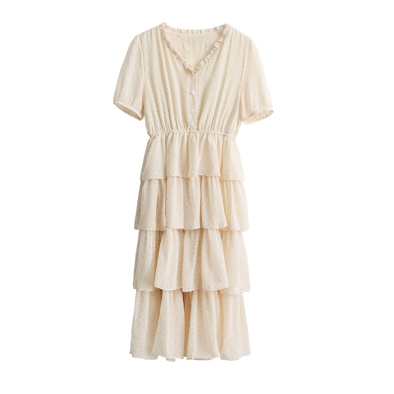 V-neck chiffon Korean style dress for women