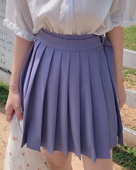 Korean style summer pleated elegant high waist pure skirt