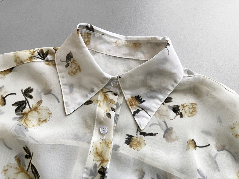 Chiffon printing long sleeve summer shirt for women