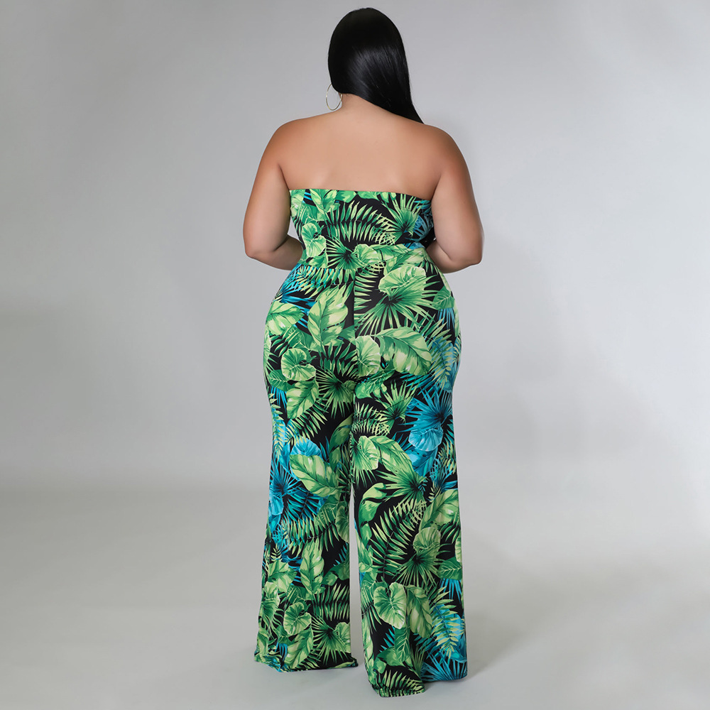 Sleeveless bandage printing fashion jumpsuit for women