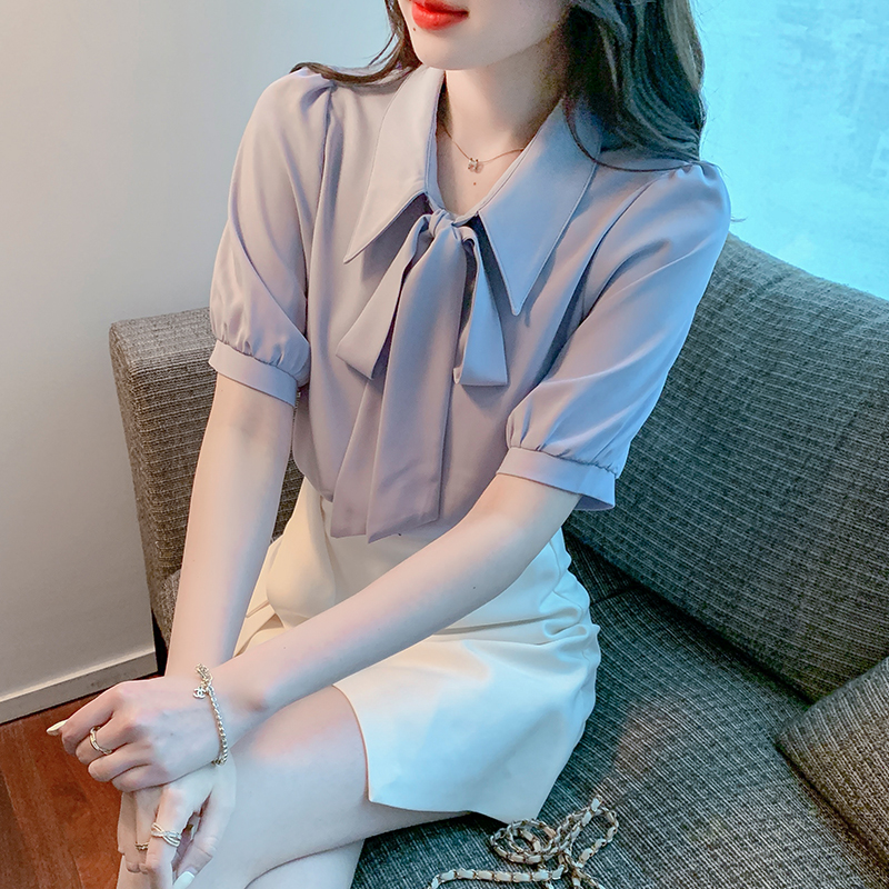 Blue tender shirt summer Korean style tops for women