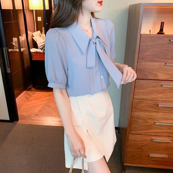 Blue tender shirt summer Korean style tops for women