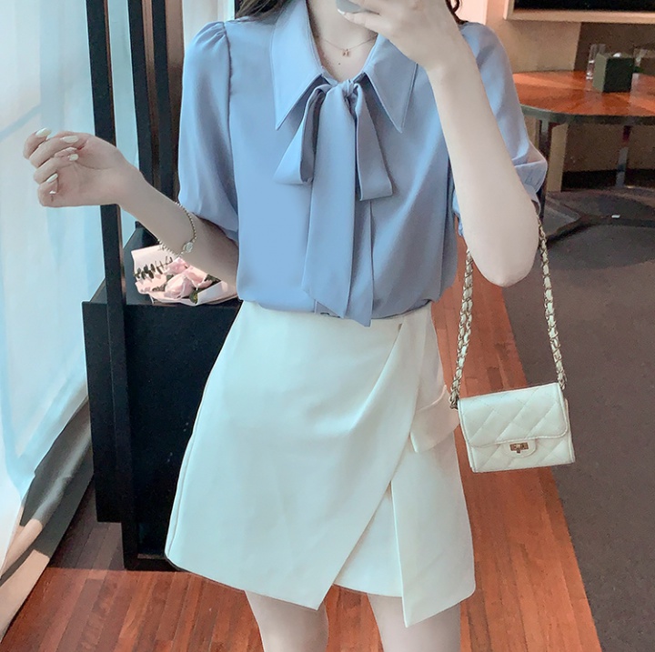 Blue tender shirt summer Korean style tops for women