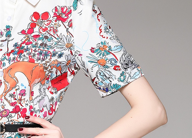 Pinched waist fashion all-match printing dress