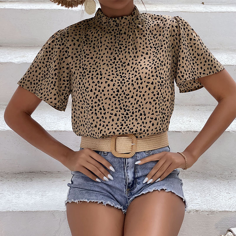 Short sleeve summer tops leopard shirt