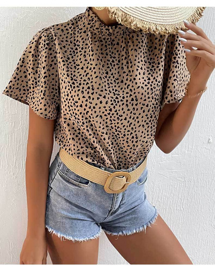 Short sleeve summer tops leopard shirt