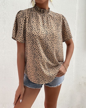 Short sleeve summer tops leopard shirt