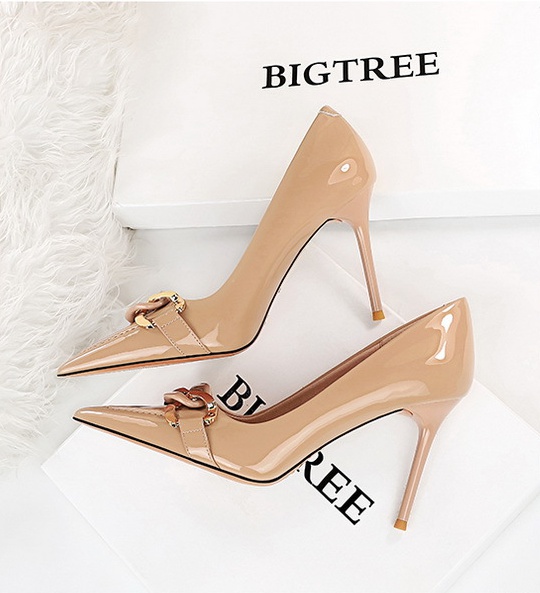 European style pointed high-heeled shoes metal shoes for women