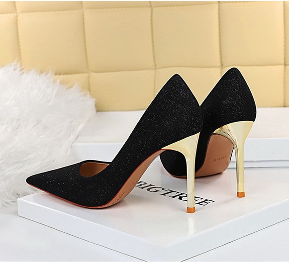 Metal European style shoes low high-heeled shoes for women