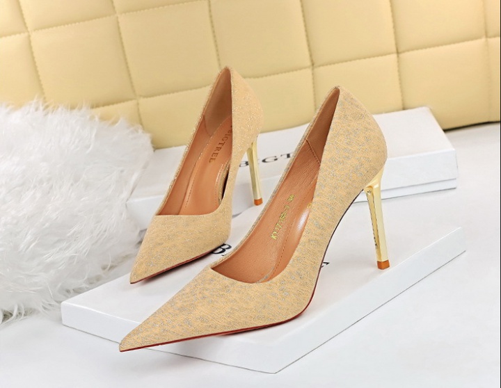 Metal European style shoes low high-heeled shoes for women