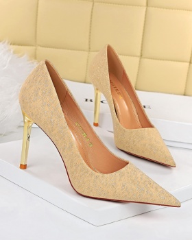 Metal European style shoes low high-heeled shoes for women