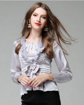 Bottoming long sleeve European style shirt bow spring tops