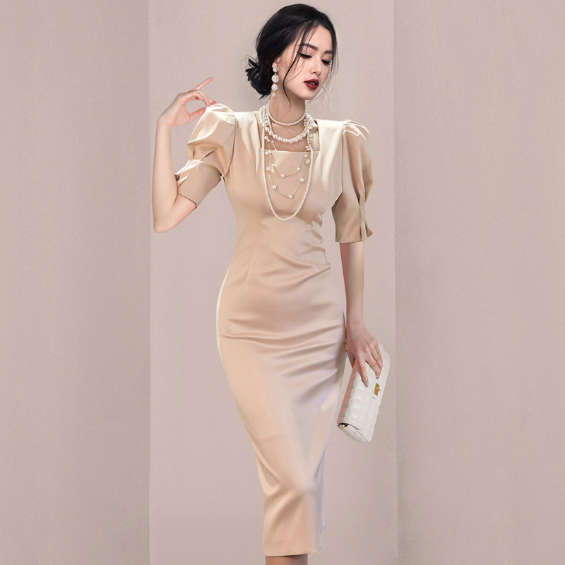 Slim long package hip fashion profession dress for women