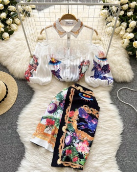 Irregular shirt spring and summer skirt 2pcs set for women